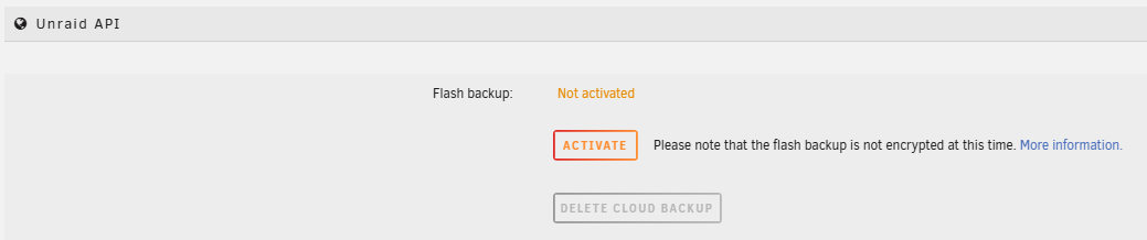 フラッシュバックアップを有効化